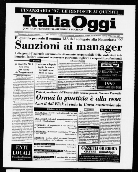 Italia oggi : quotidiano di economia finanza e politica